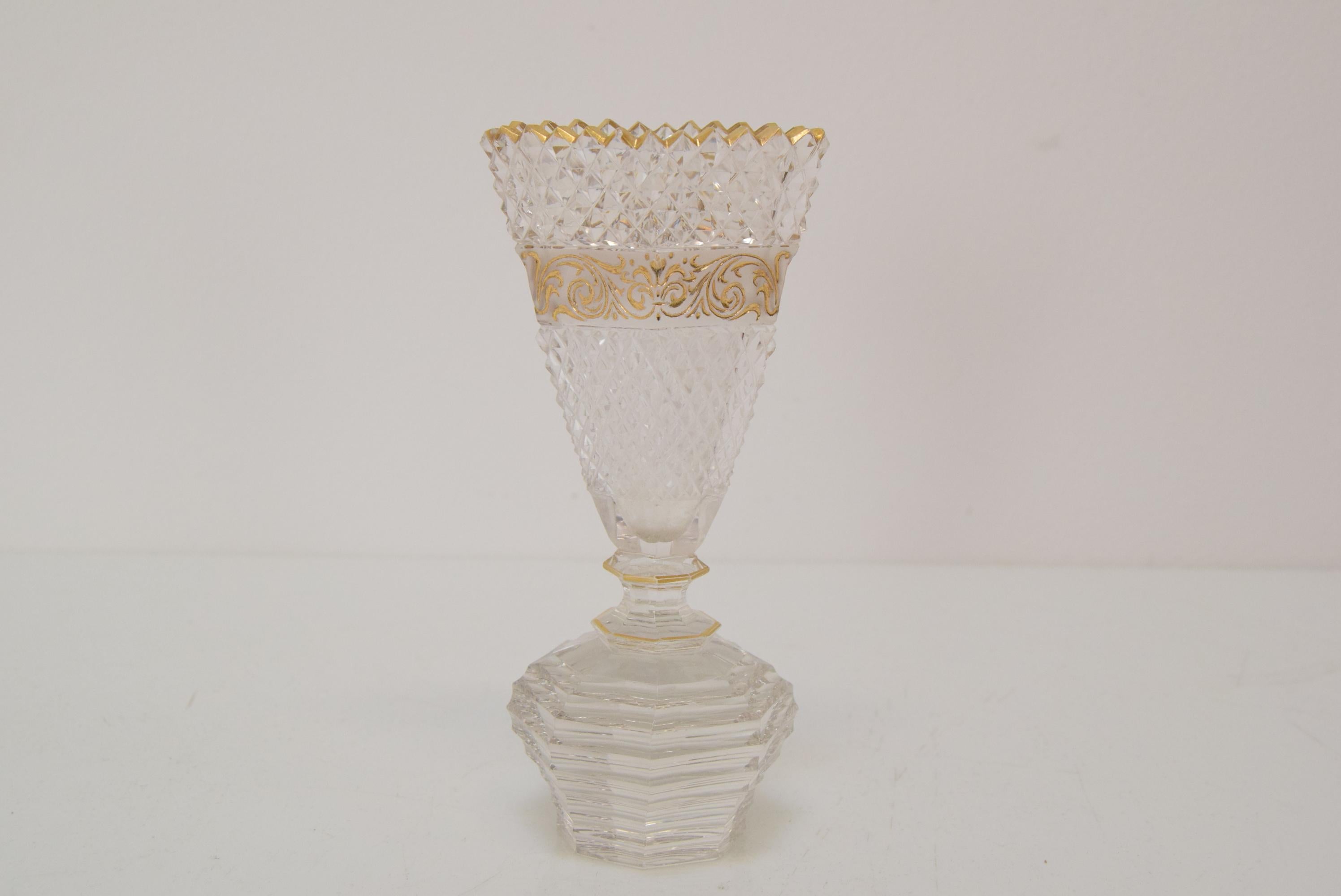 Czech Vintage Cut Crystal Glass Cup, Glasswork Novy Bor, 1950's.  For Sale