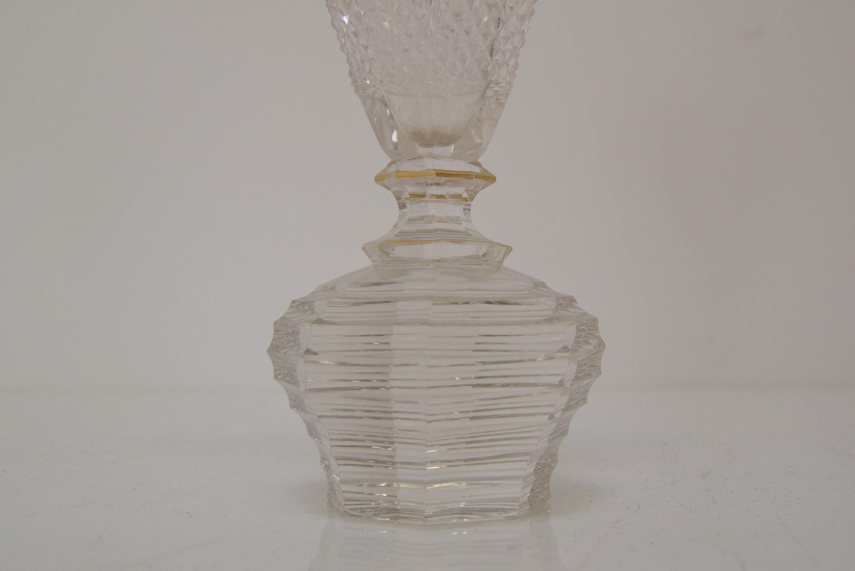 Mid-20th Century Vintage Cut Crystal Glass Cup, Glasswork Novy Bor, 1950's.  For Sale