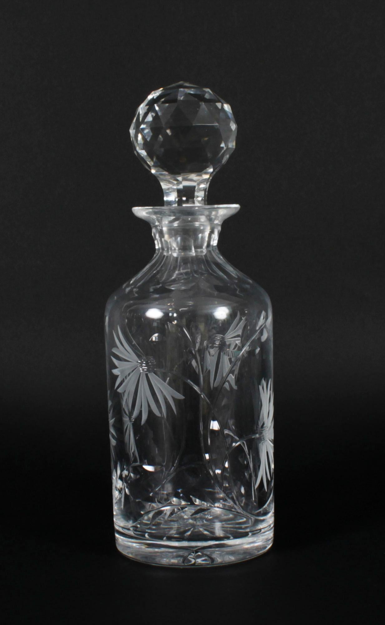 English Vintage Cut Crystal Glass Decanter For Sale