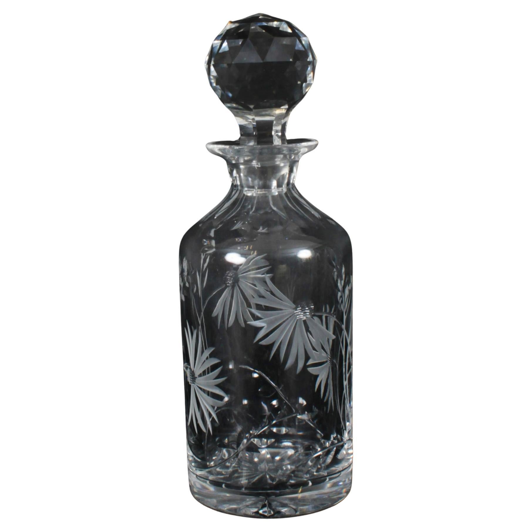 Vintage Cut Crystal Glass Decanter For Sale