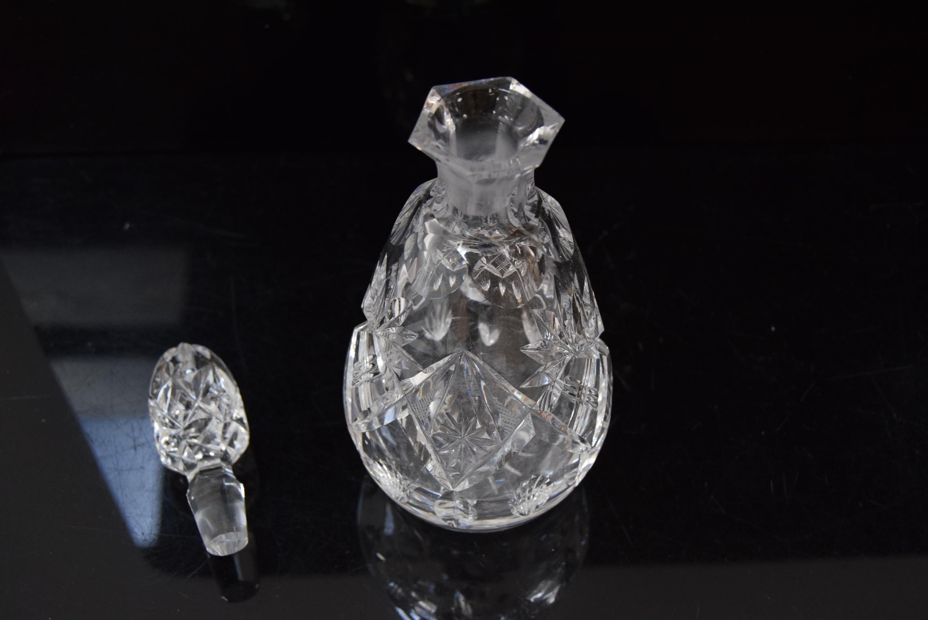 Vintage Cut Crystal Glass Liqueur Decanter, 1950s In Good Condition In Praha, CZ