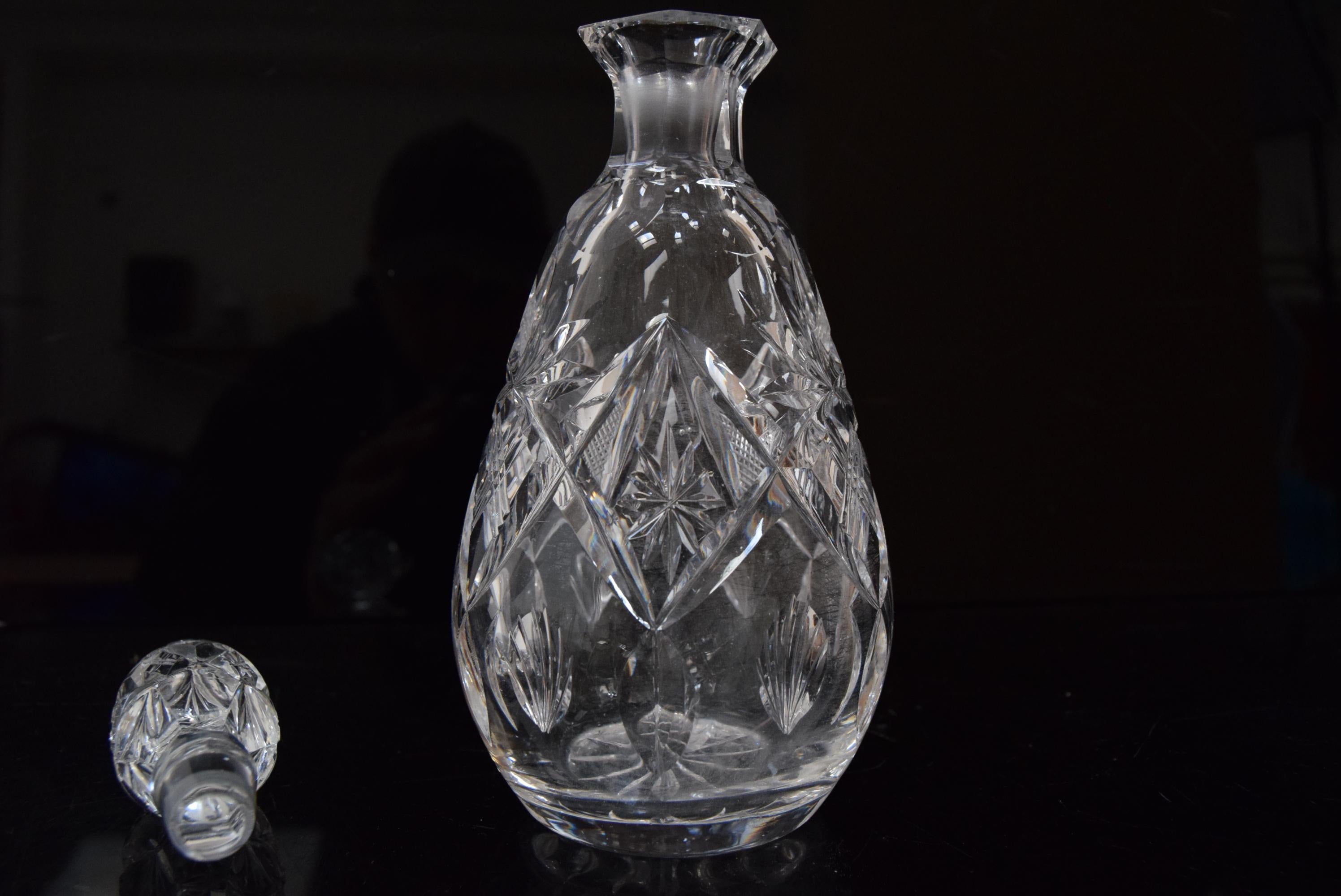 Mid-20th Century Vintage Cut Crystal Glass Liqueur Decanter, 1950s