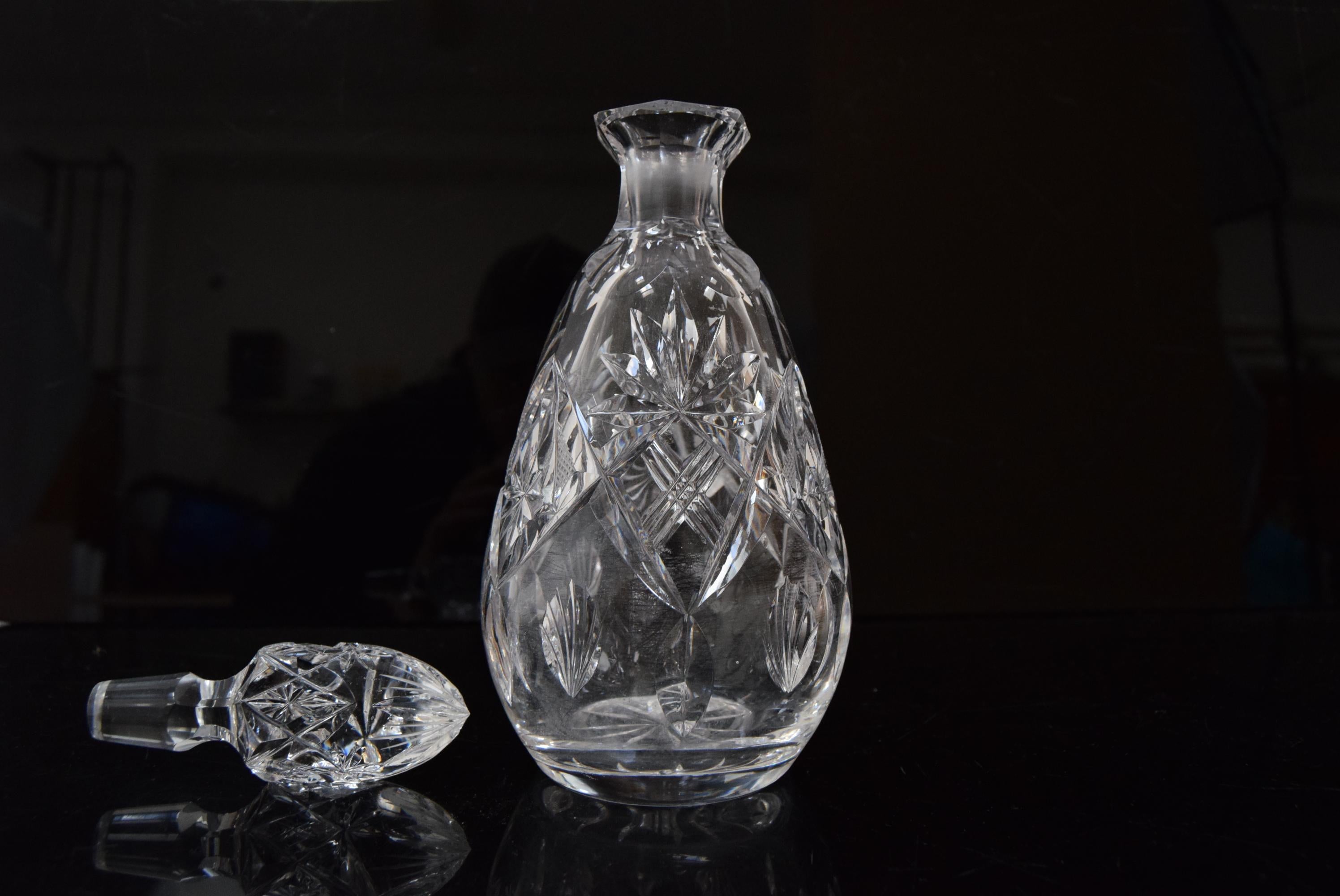 Vintage Cut Crystal Glass Liqueur Decanter, 1950s 1