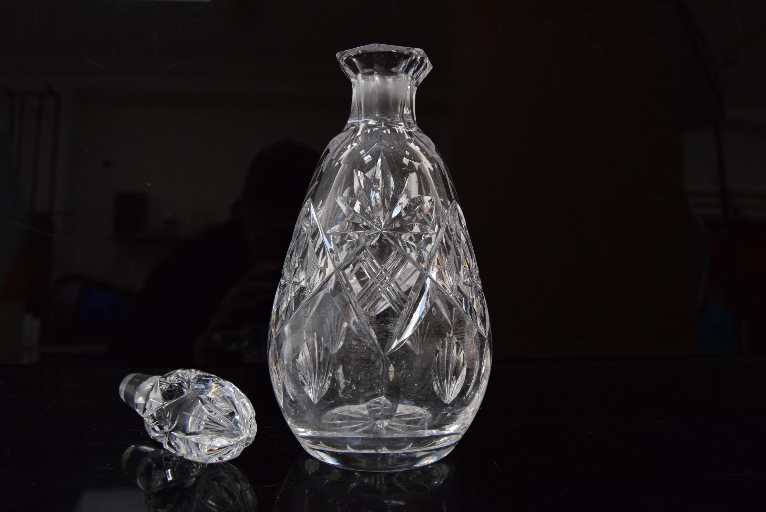 Vintage Cut Crystal Glass Liqueur Decanter, 1950s 2