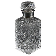 Vintage Cut Crystal Glass Silver Mounted Decanter Birmingham 1973