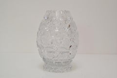 Vintage Cut Crystal Glass Vase, Glasswork Novy Bor, 1950's.