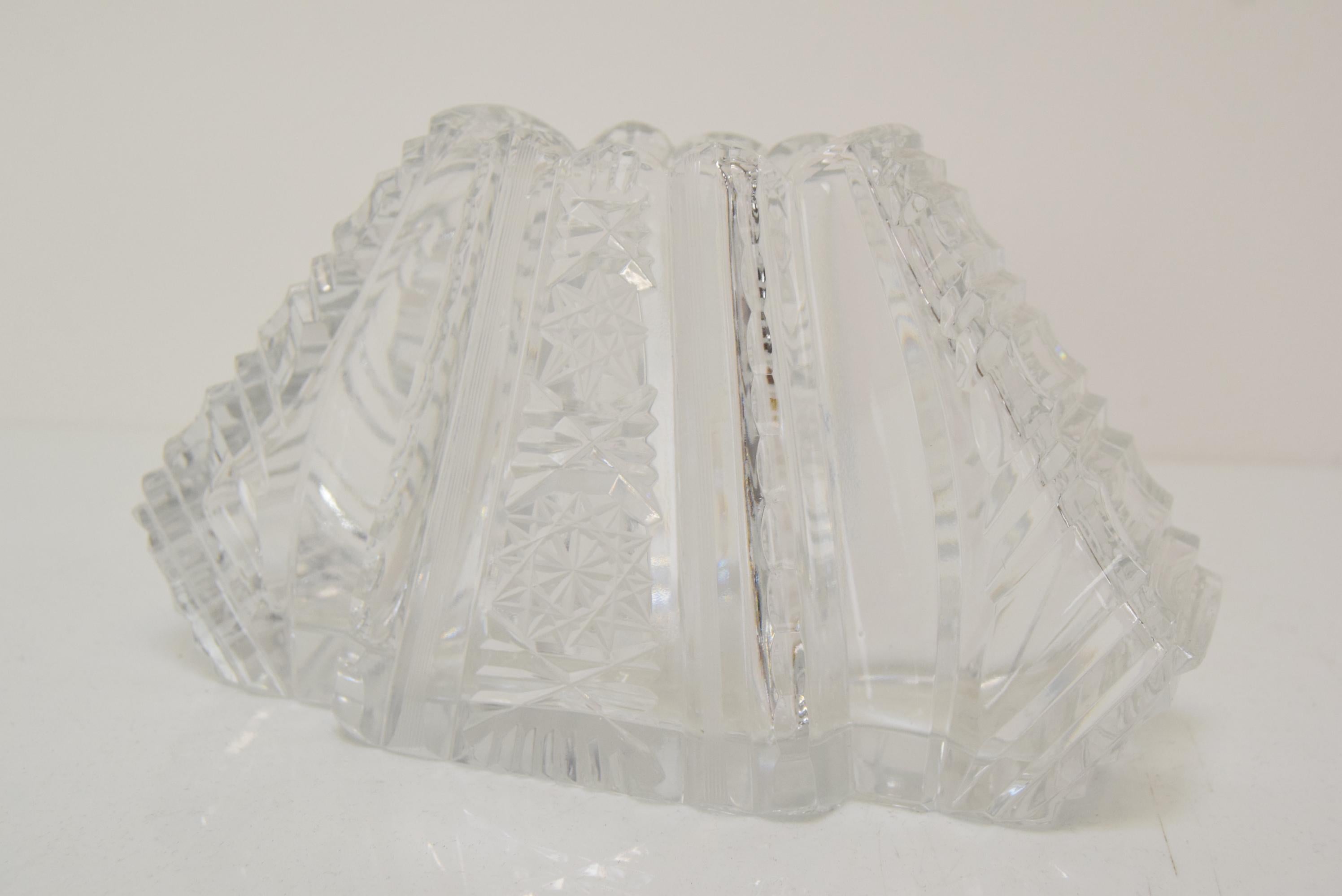 Czech Vintage Cut Crystal Glass Vase, Glasswork Novy Bor, 1950's.  For Sale
