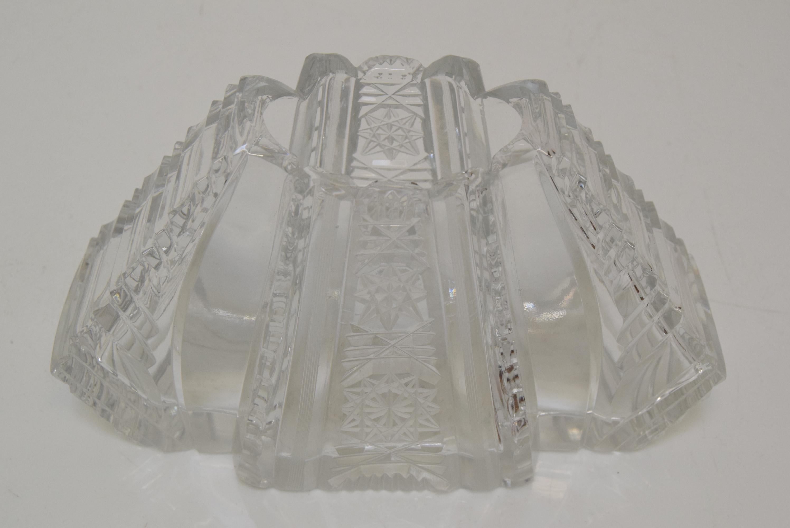 Vintage Cut Crystal Glass Vase, Glasswork Novy Bor, 1950's.  In Good Condition For Sale In Praha, CZ