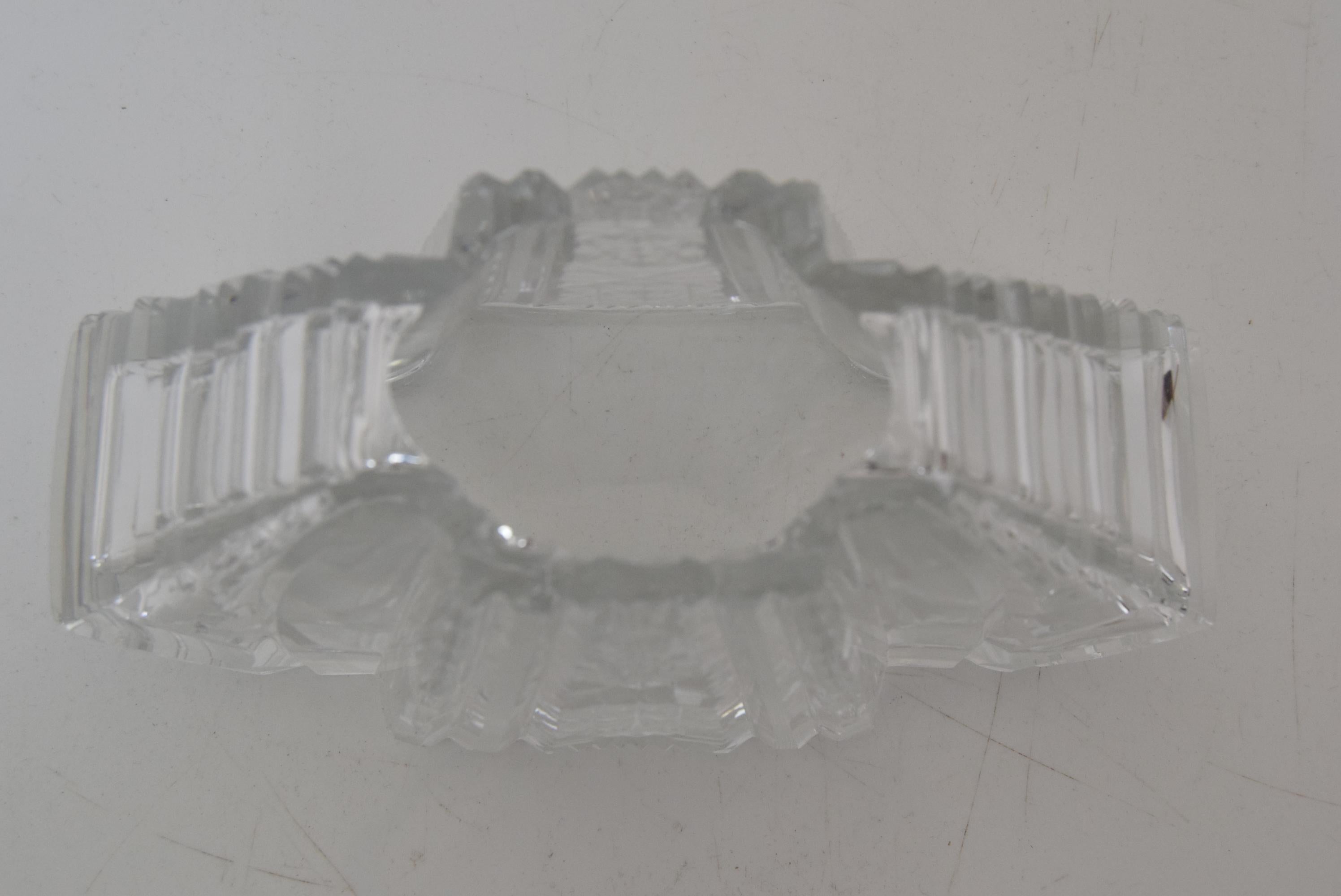 Mid-20th Century Vintage Cut Crystal Glass Vase, Glasswork Novy Bor, 1950's.  For Sale