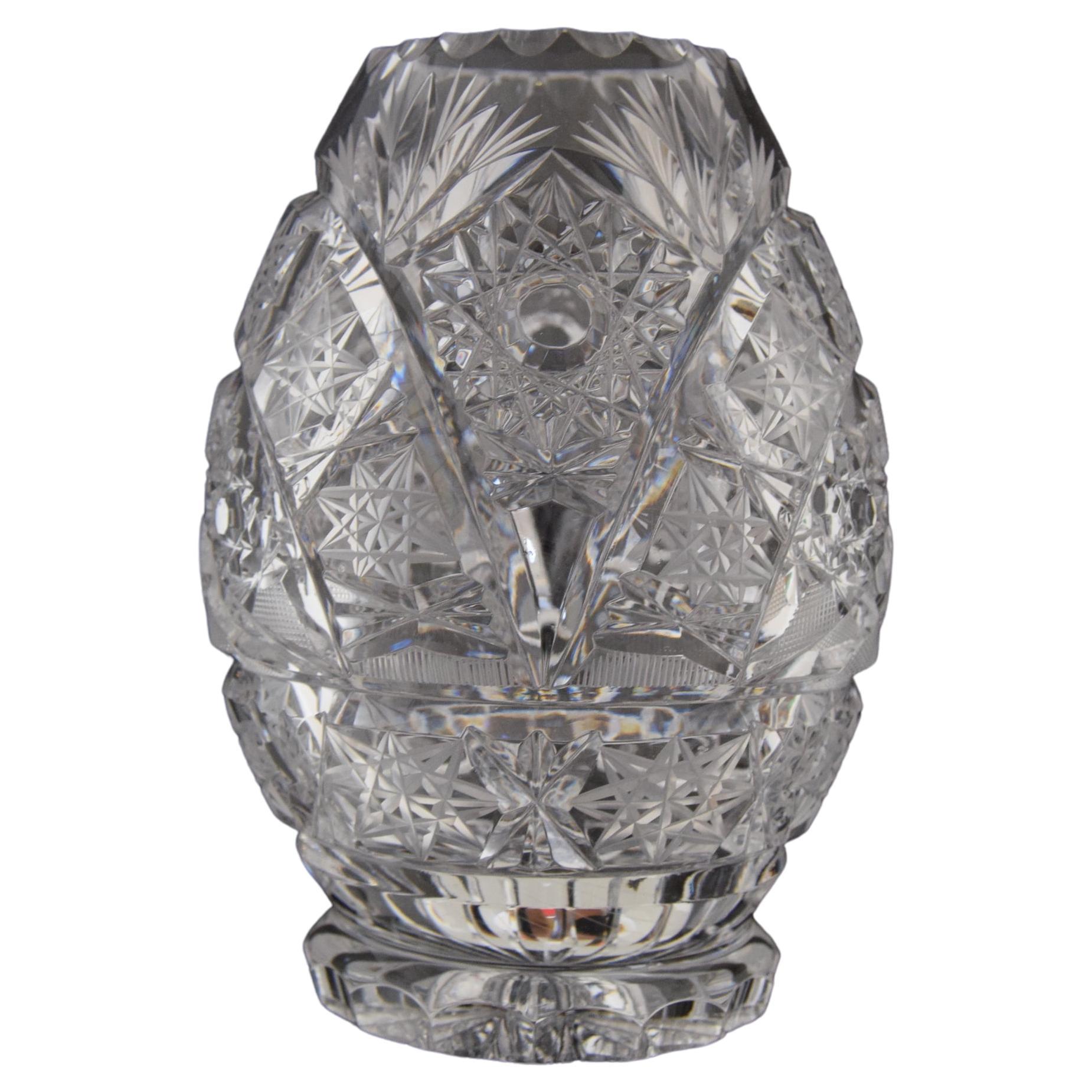 Vase vintage en cristal taillé, Novy Borworks, années 1950. 