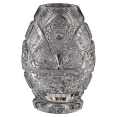 Vintage Cut Crystal Glass Vase, Glasswork Novy Bor, 1950's. 