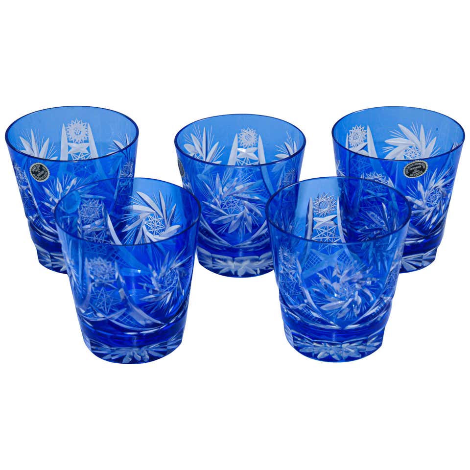 Vintage Cut Crystal Whiskey Glass Tumbler Baccarat Sapphire Blue At 1stdibs