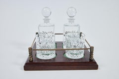 Vintage Cut Crystal Whiskey Nightcap Decanter Set