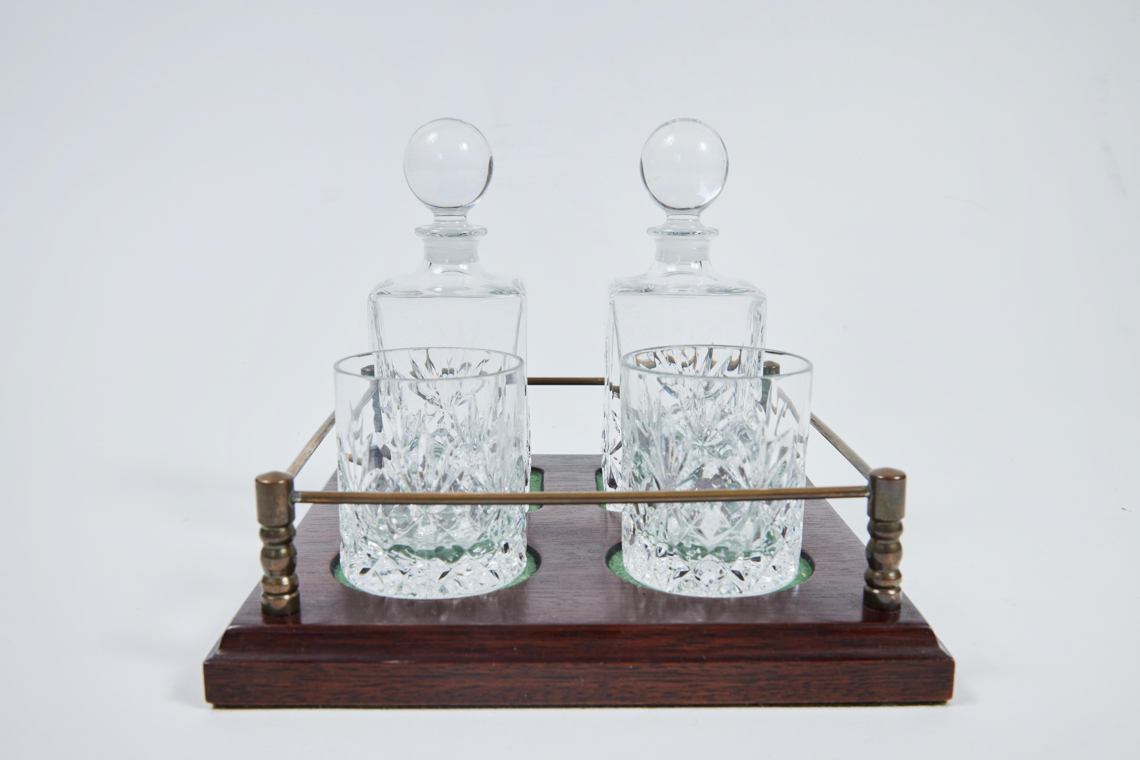 20th Century Vintage Cut Crystal Whiskey Nightcap Decanter Set