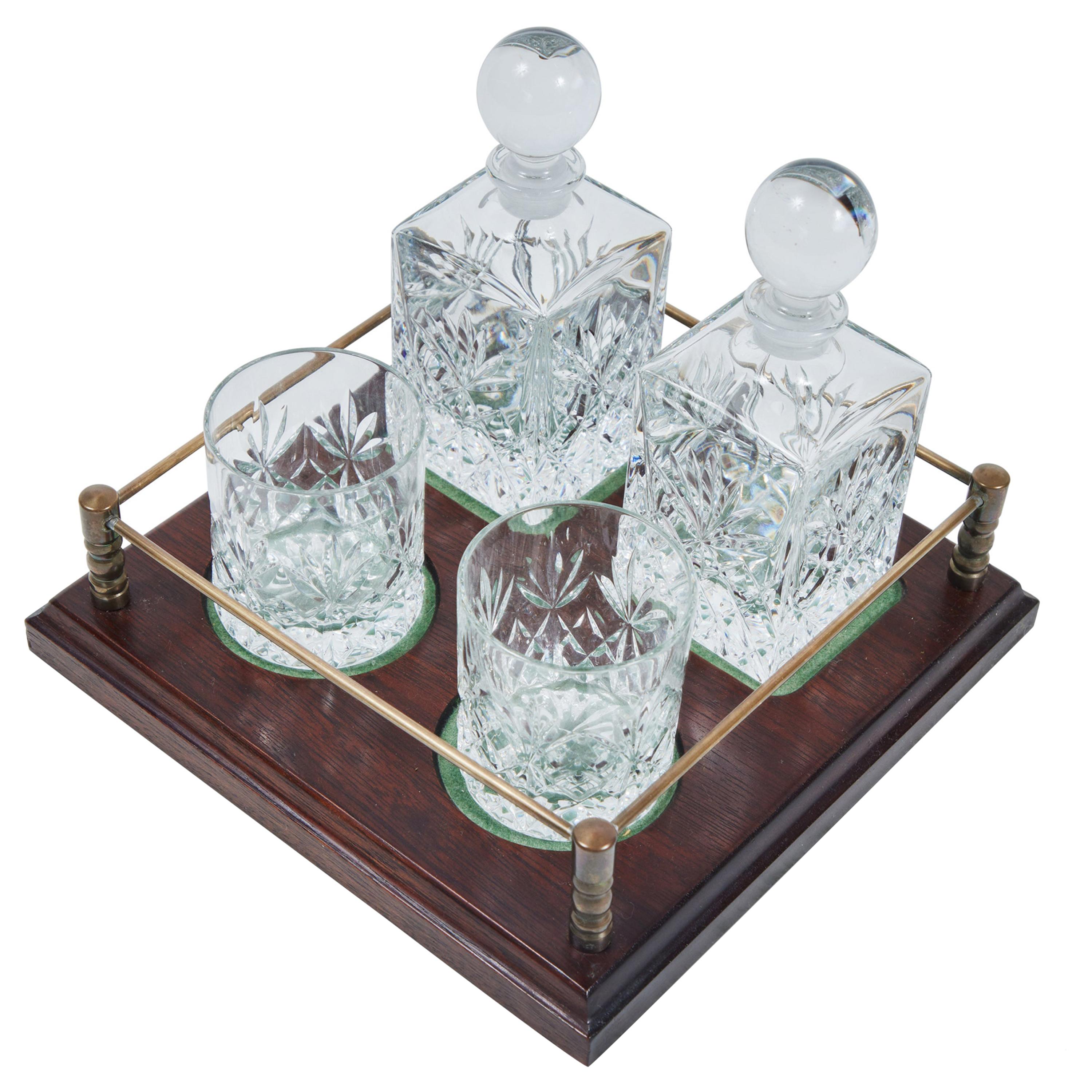 Vintage Cut Crystal Whiskey Nightcap Decanter Set