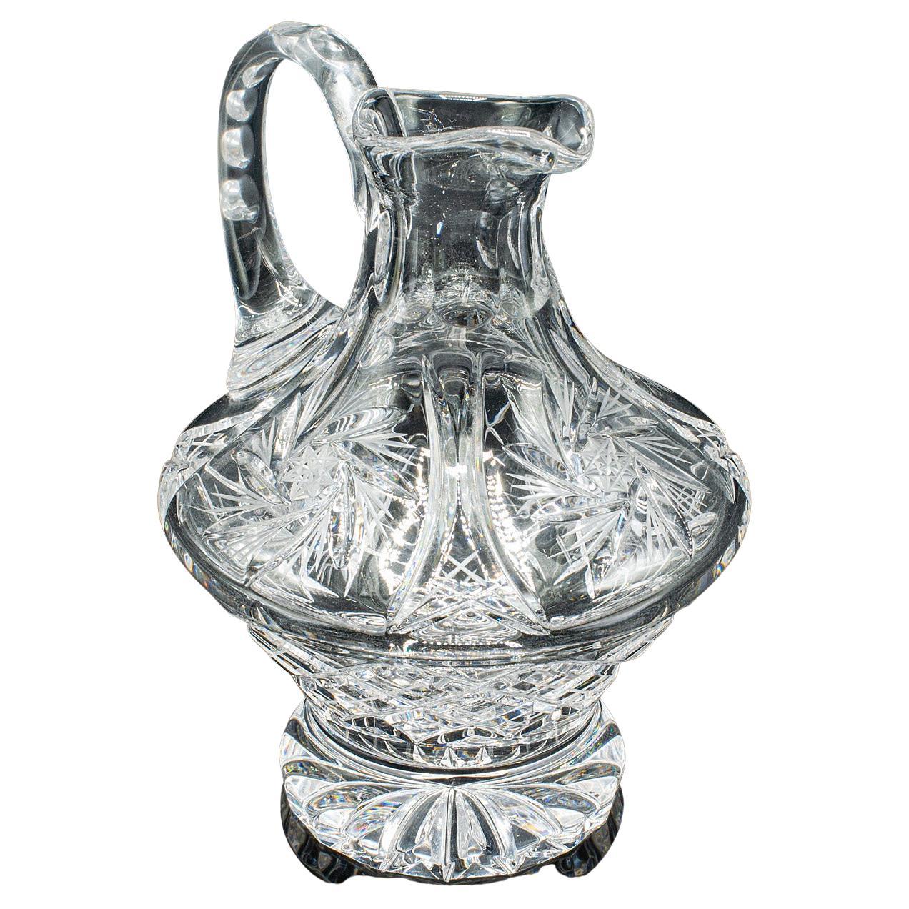 Vintage Aguamanil de Cristal Tallado para Whisky, Inglés, Mediados de Siglo, C.1950