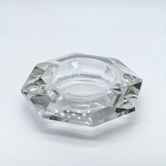 Vintage Cut Glass Ashtray, Diamond Shape, Clear Crystal, Mid Century Modern