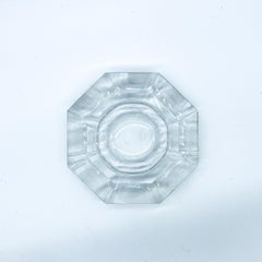 Vintage Cut Glass Ashtray, Diamond Shape, Clear Crystal, Mid Century Modern