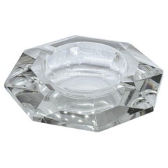 Cendrier en verre taillé vintage, en forme de diamant, cristal clair, style moderne du milieu du siècle dernier
