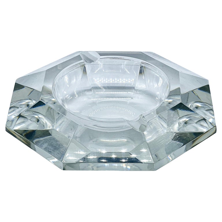 Vintage Cut Glass Ashtray in the Shape of a Diamond, Clear Crystal
