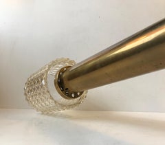 Vintage Cut Glass and Brass Pendant Lamp from Orrefors, 1960s