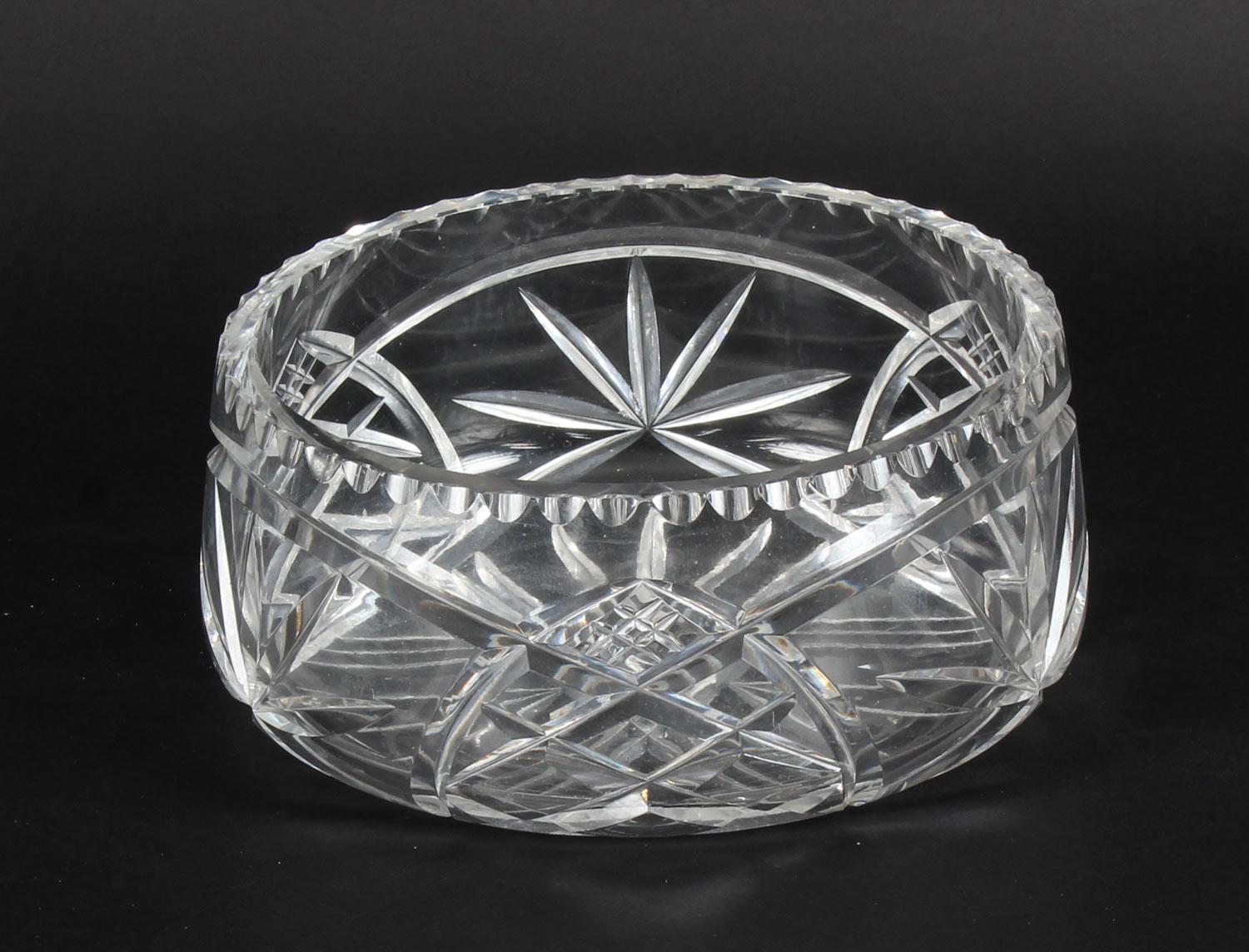 Vintage Cut Glass Crystal Bowl 20th Century For Sale 8