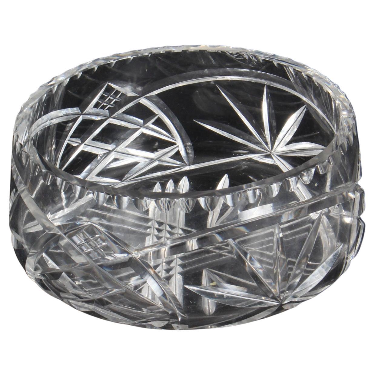 Vintage Cut Glass Crystal Bowl 20th Century For Sale