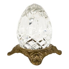 Vintage Cut Glass Crystal Egg-Shape Paper Weight