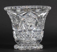 Vase vintage en verre taillé et cristal, milieu du 20e siècle