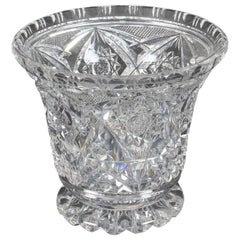 Retro Cut Glass Crystal Glass Vase, Mid-20th Century