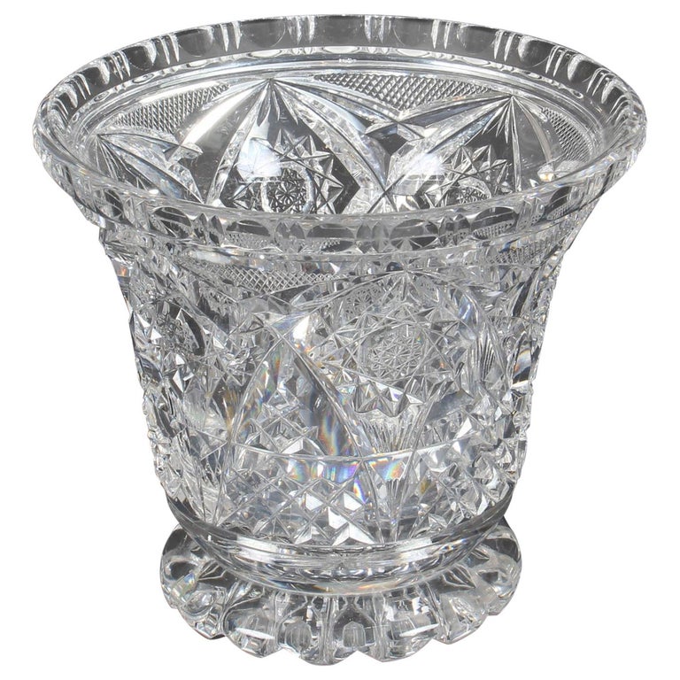 Vintage Cut Glass Crystal Glass Vase, Mid-20th Century For Sale at 1stDibs