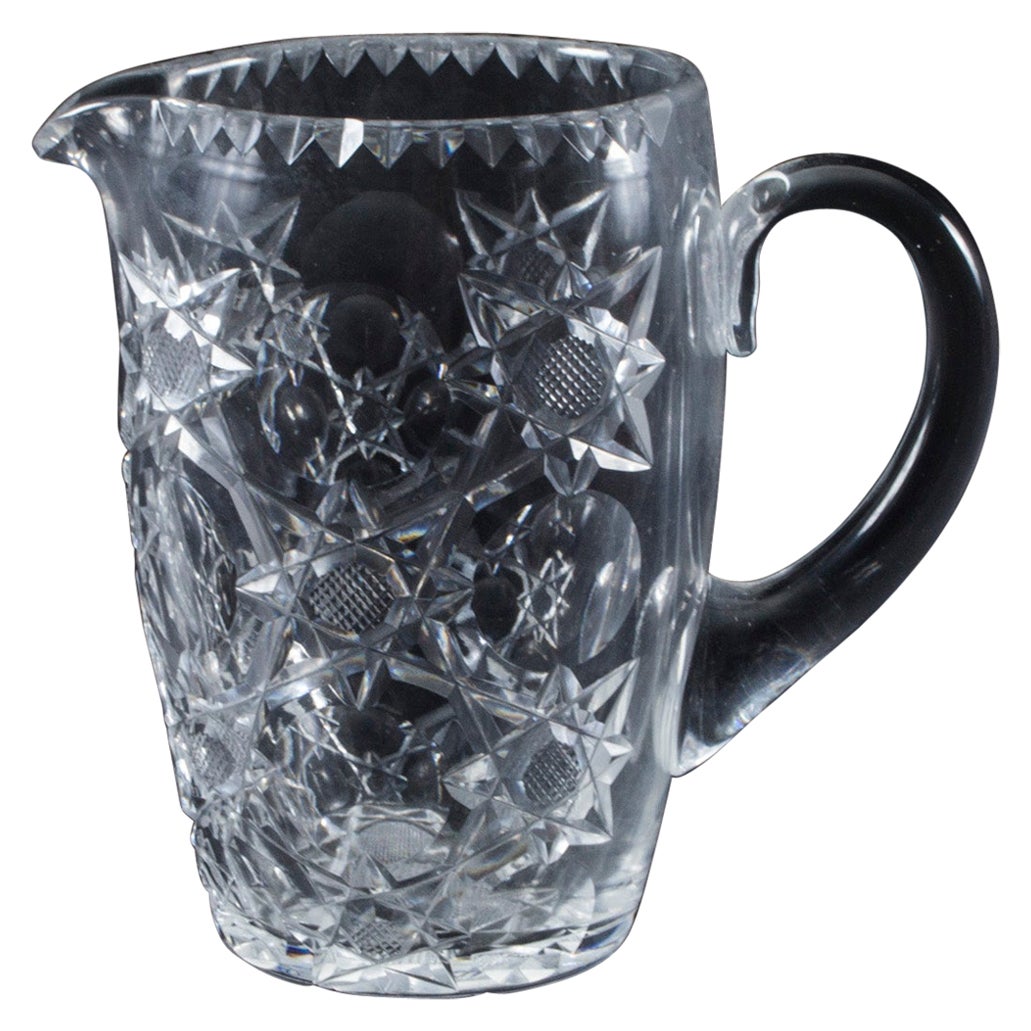 Vintage Cut Glass Crystal Jug Ewer, Mid 20th Century
