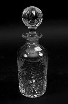 Vintage Cut Glass & Engraved Royal Brierly Crystal Decanter 20th C