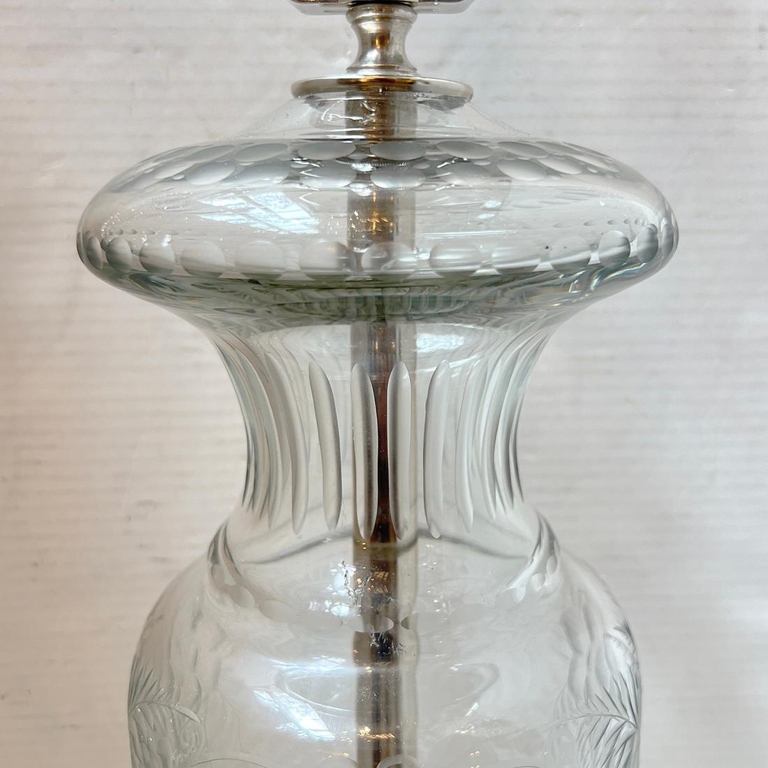 Vintage Cut Glass Lamp In Good Condition For Sale In New York, NY