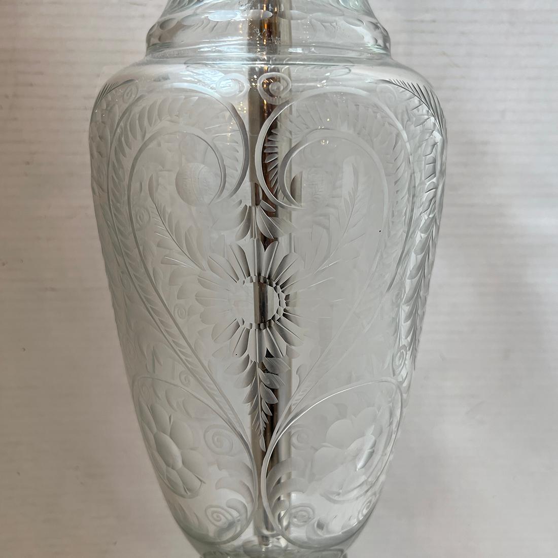Mid-20th Century Vintage Cut Glass Lamp For Sale