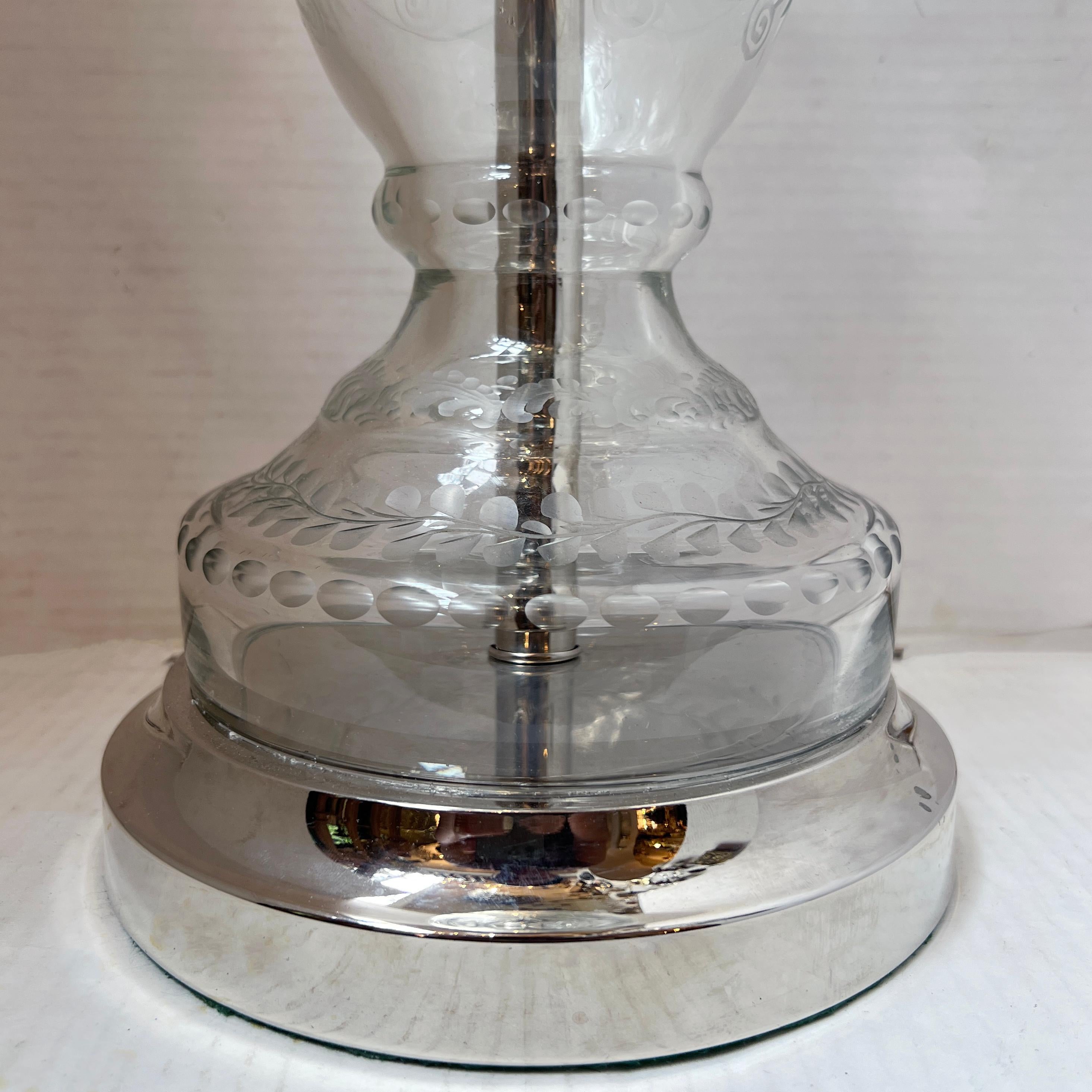 Vintage Cut Glass Lamp For Sale 1