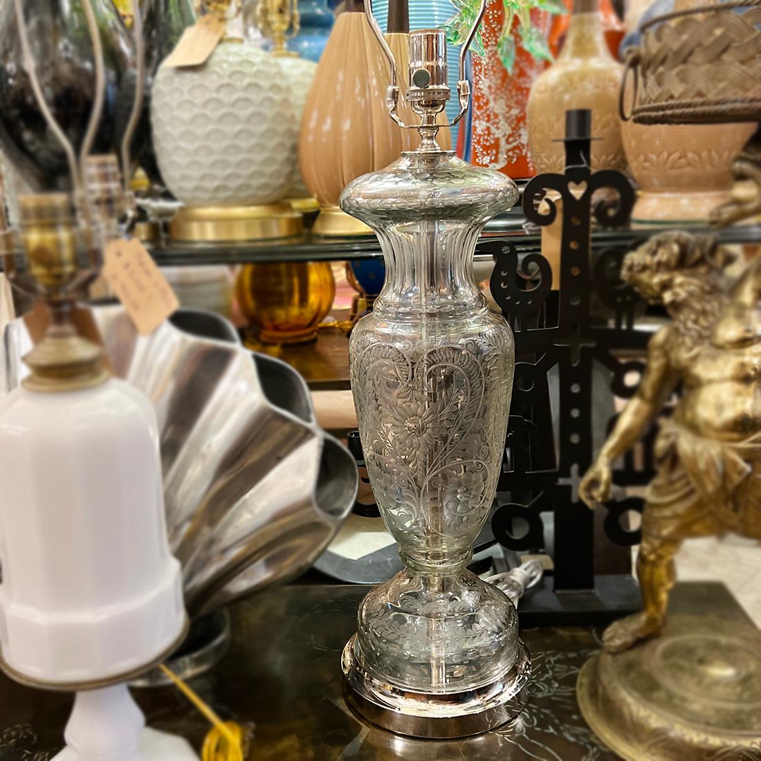 Vintage Cut Glass Lamp For Sale 3