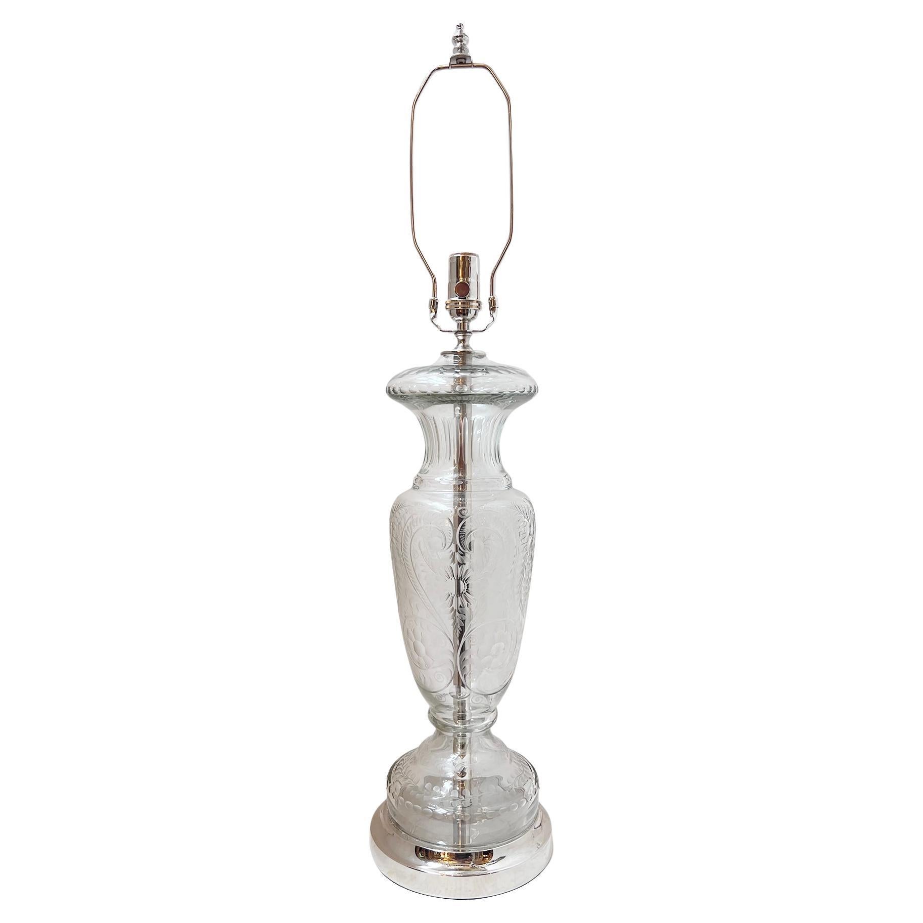 Vintage Cut Glass Lamp For Sale