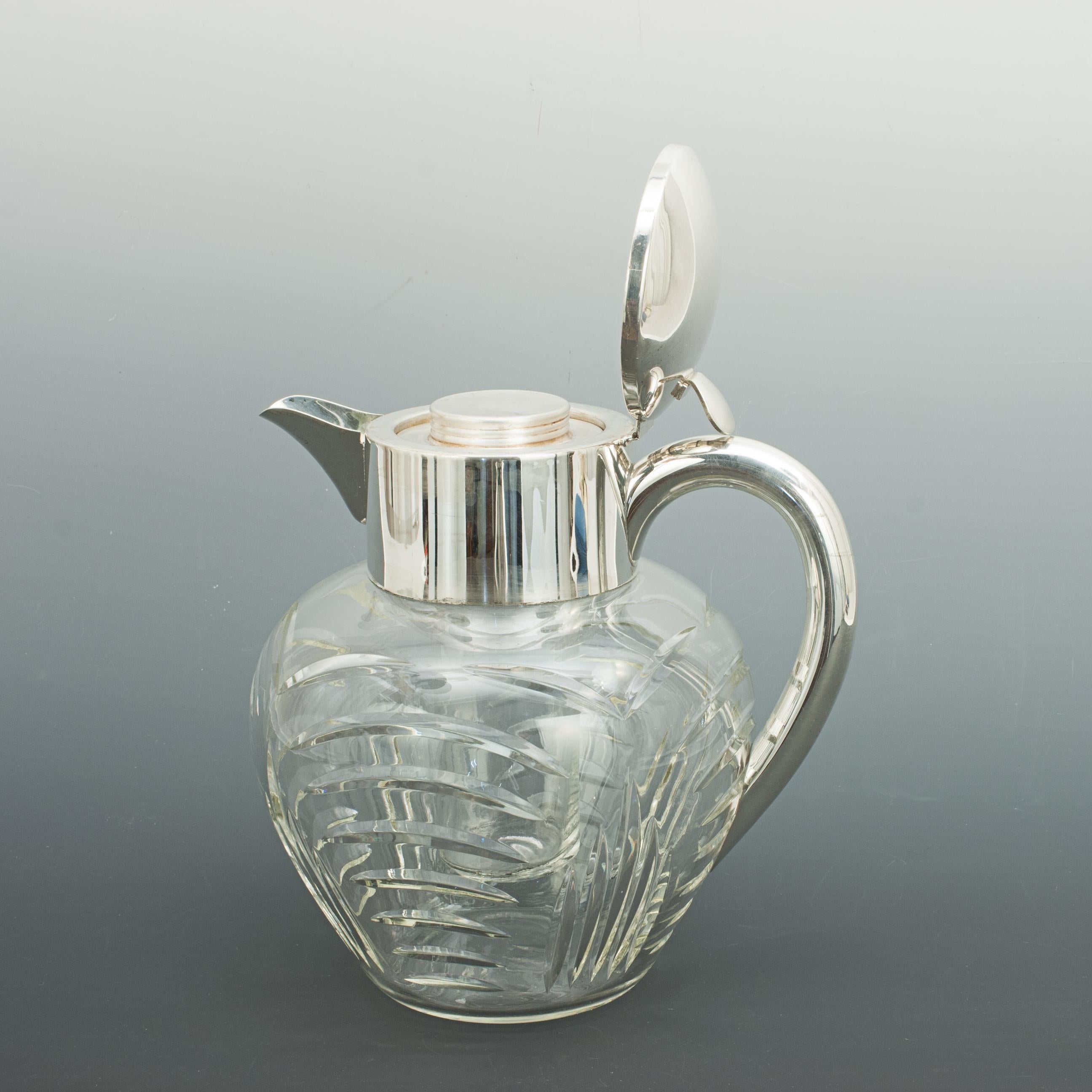 Vintage Cut Glass Lemonade Jug with Cooler German, circa 1950 In Good Condition In Oxfordshire, GB