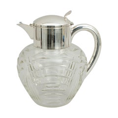 Vintage Cut Glass Lemonade Jug with Cooler German, circa 1950