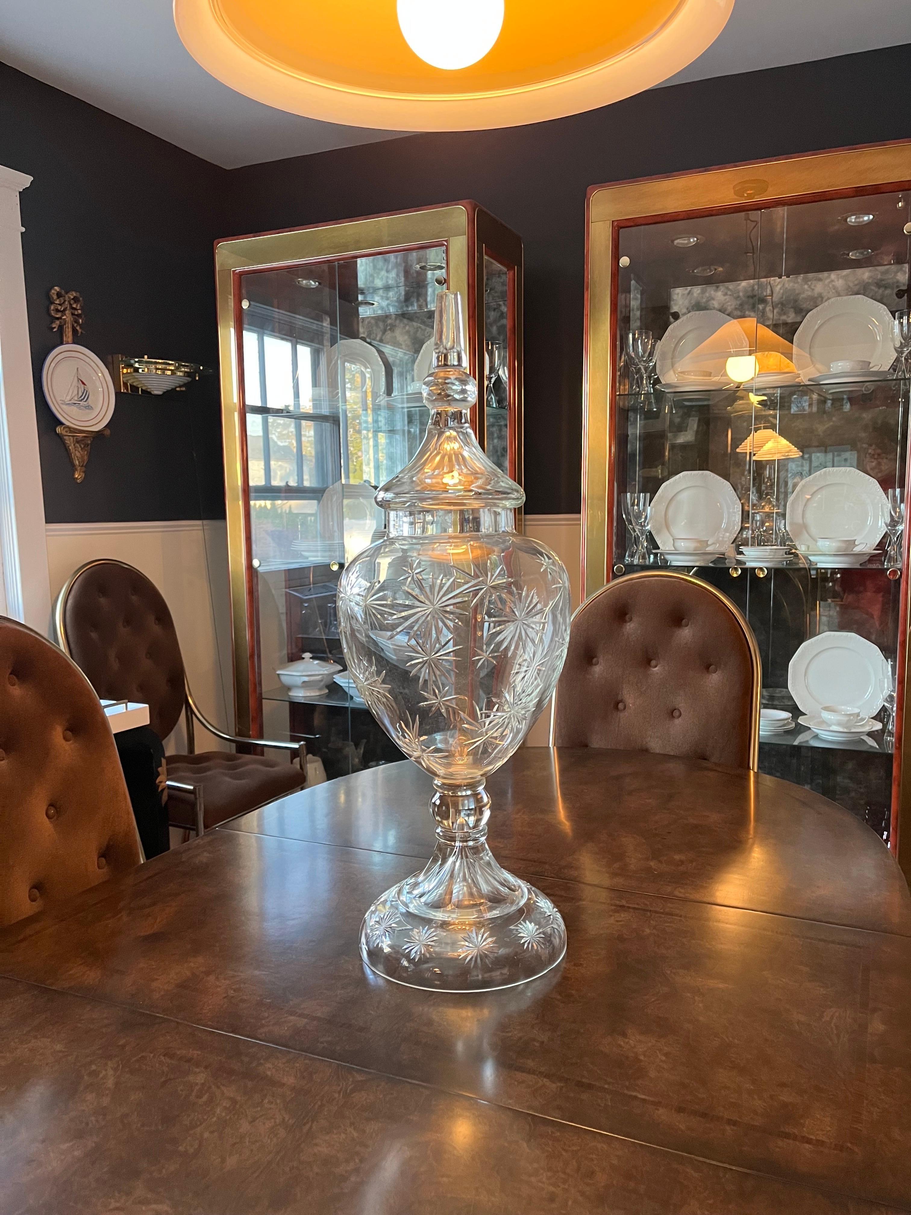 Vintage Cut Glass or Crystal Lidded Urn In Good Condition For Sale In W Allenhurst, NJ