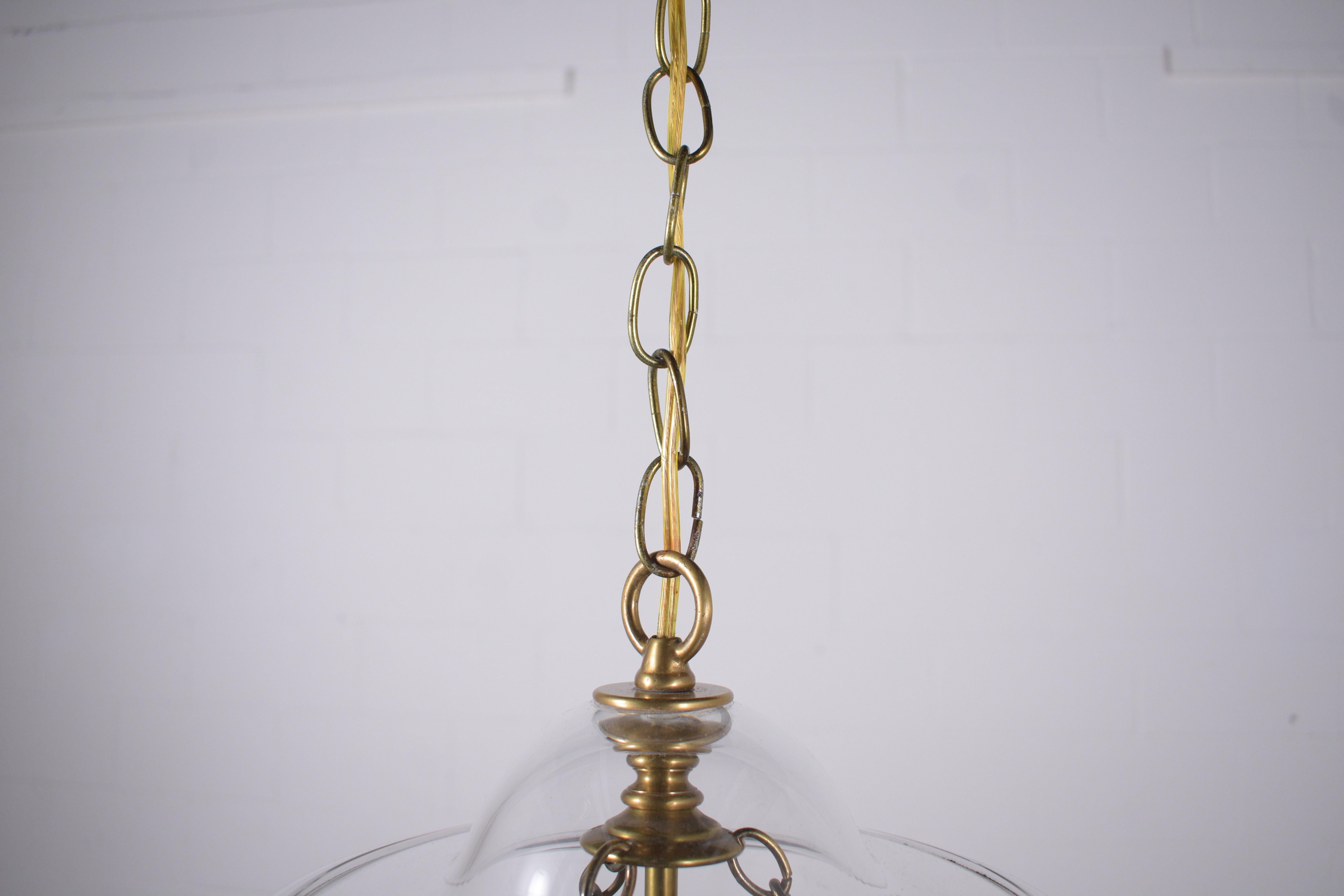 Timeless Vintage 1950s Regency-Style Brass & Glass Pendant 5