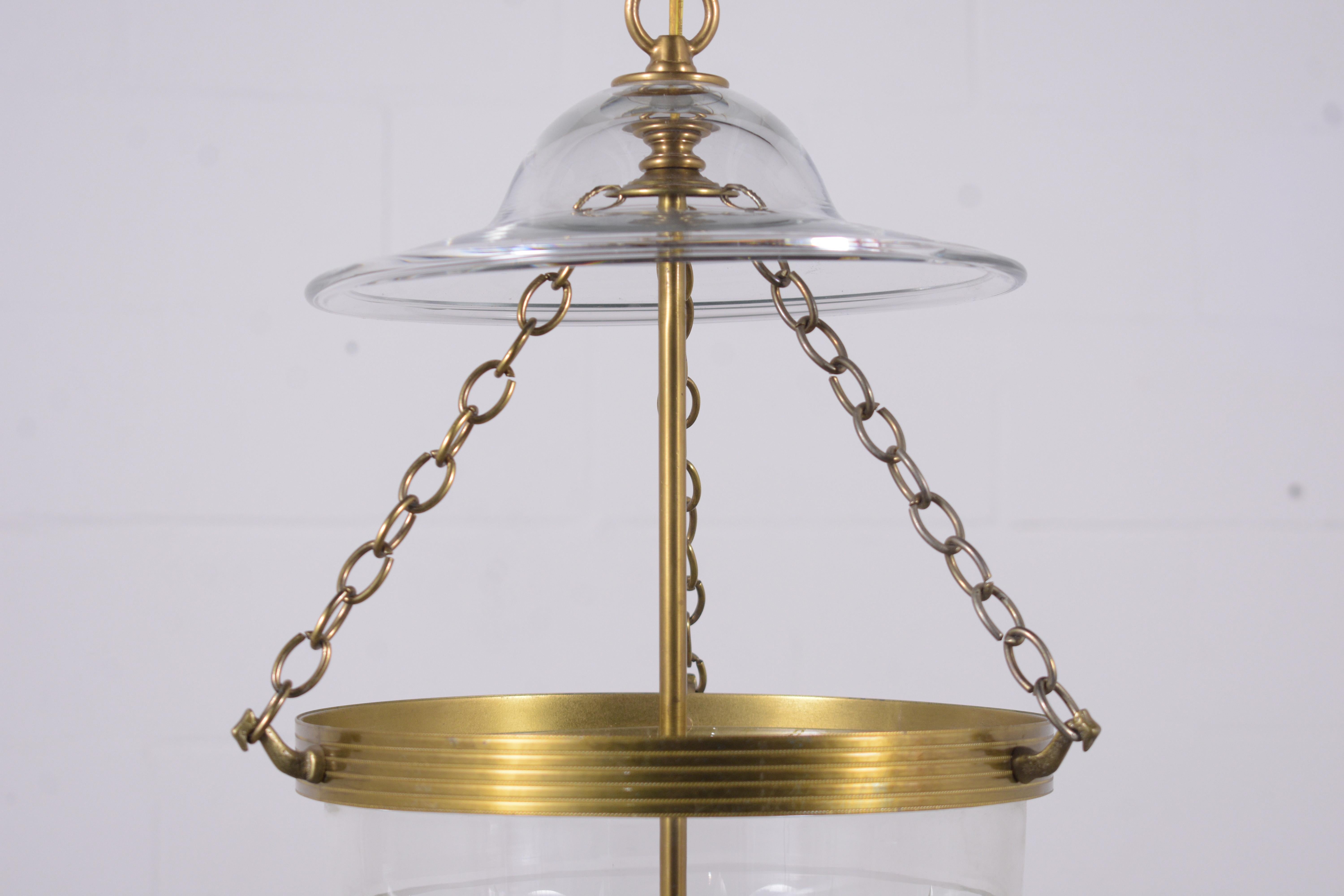 Timeless Vintage 1950s Regency-Style Brass & Glass Pendant 1