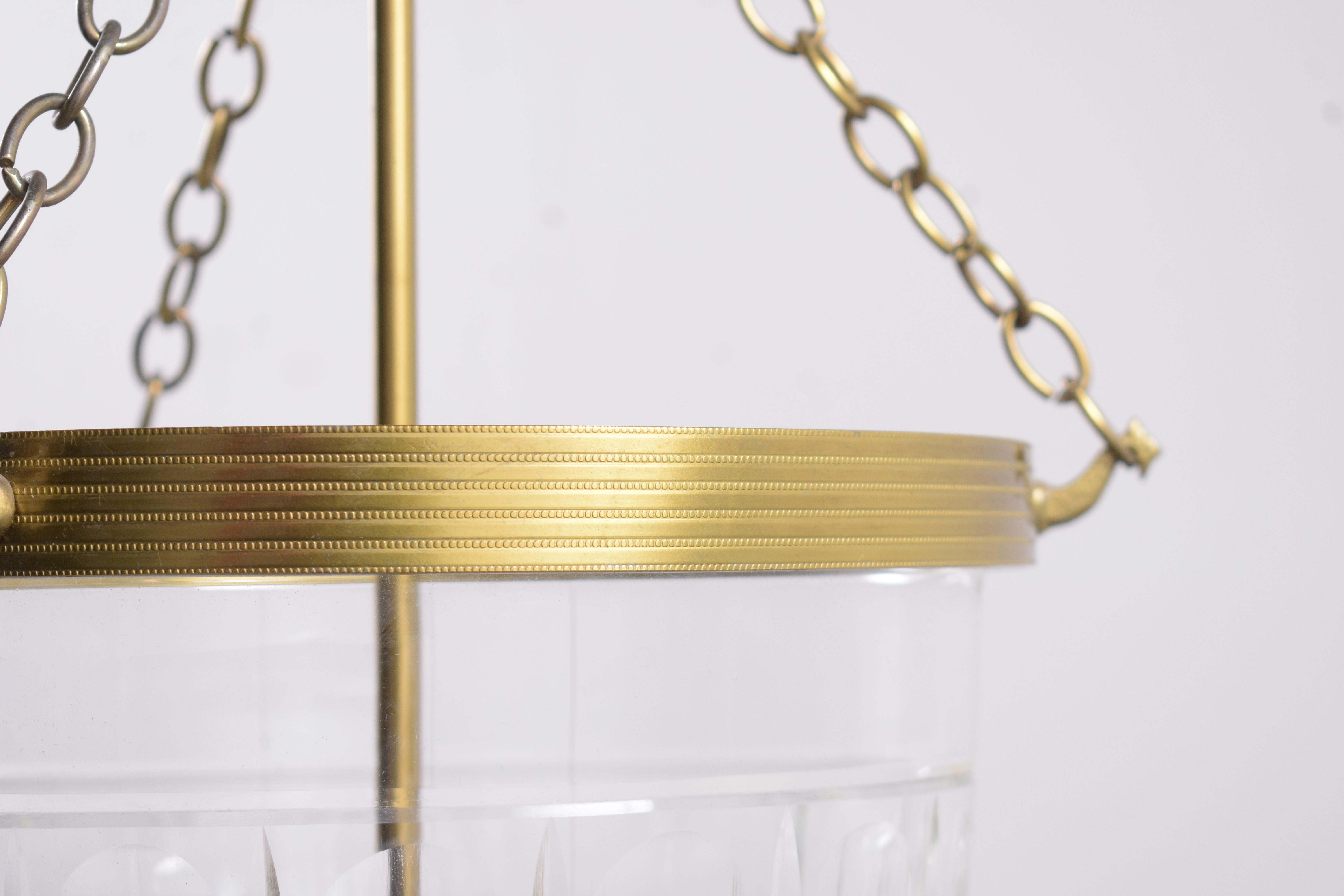 Timeless Vintage 1950s Regency-Style Brass & Glass Pendant 2