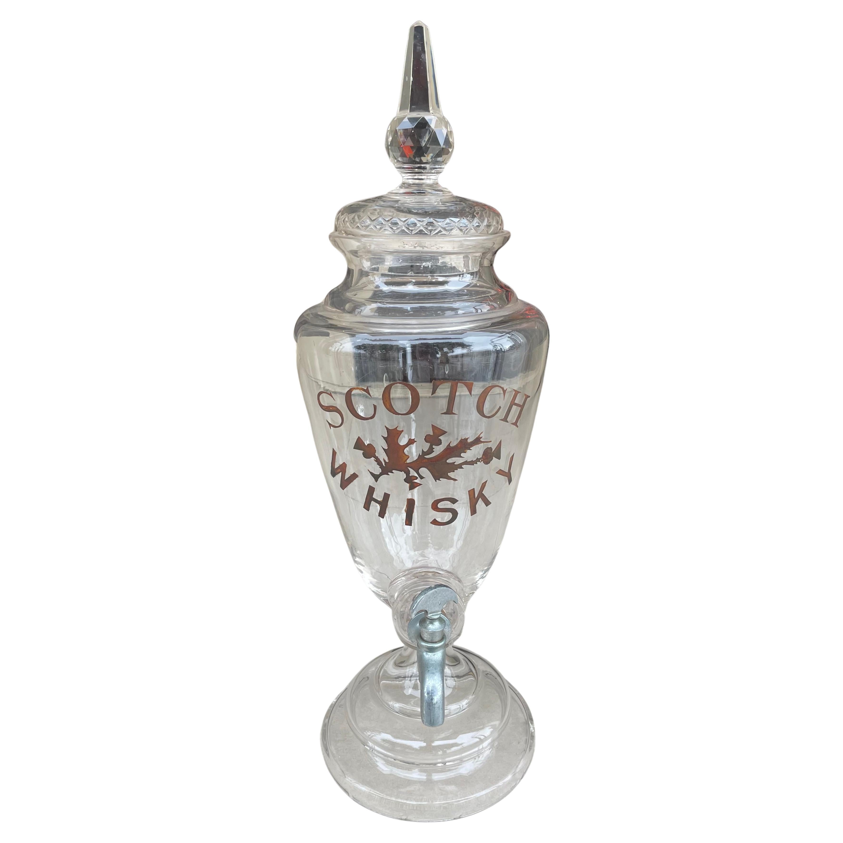 Vintage Cut Glass Scotch Whiskey Decanter For Sale