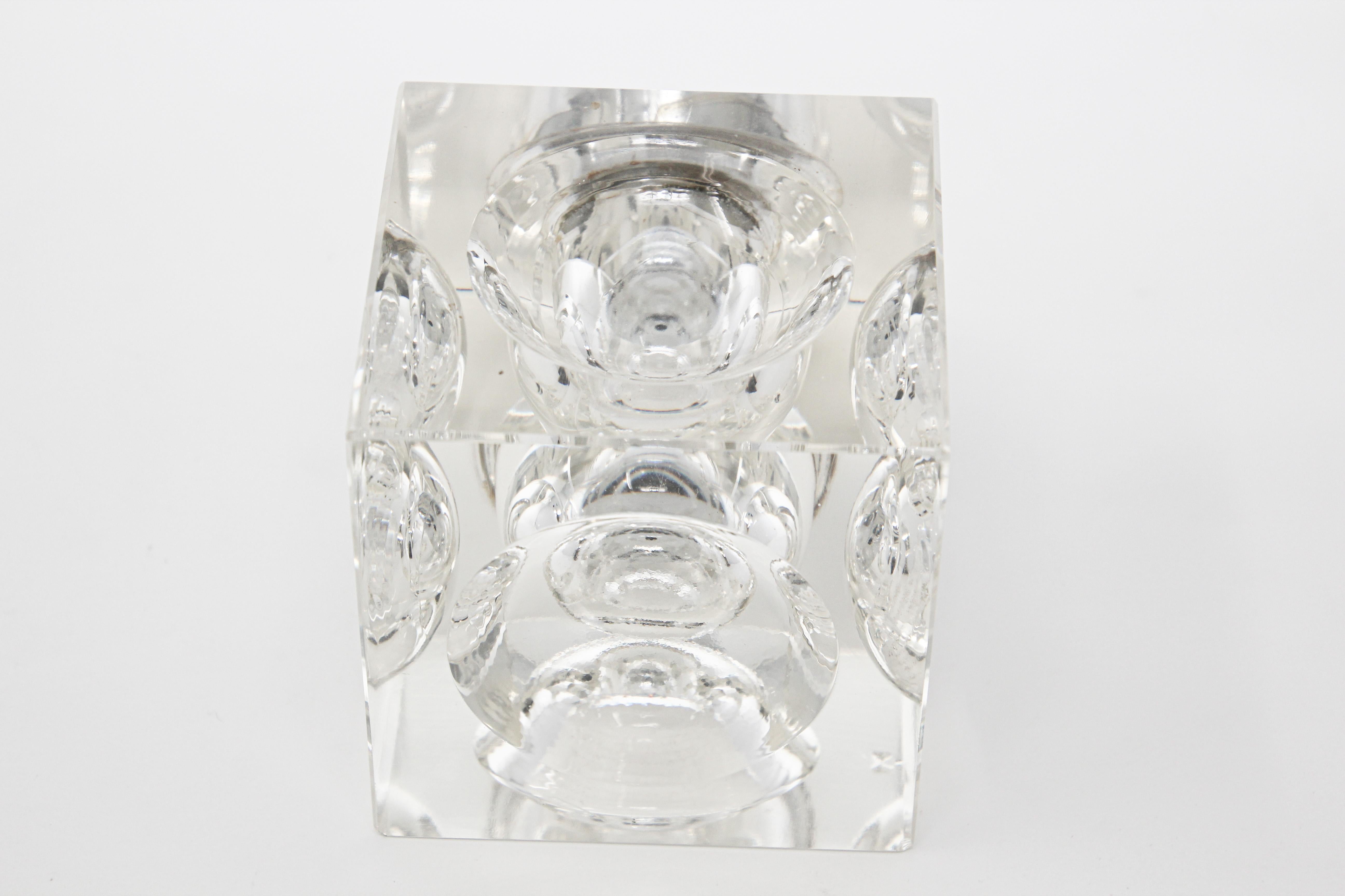 Hand-Crafted Vintage Cut Glass Square Retro Lighter, 1970