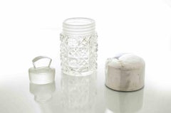 Vintage Cut Glas Vanity Jar mit Sterling Silber Deckel-Kristall Trinket... 1960s
