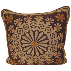 Vintage Cut-Out Dark Brown Cotton Applique Decorative Pillow