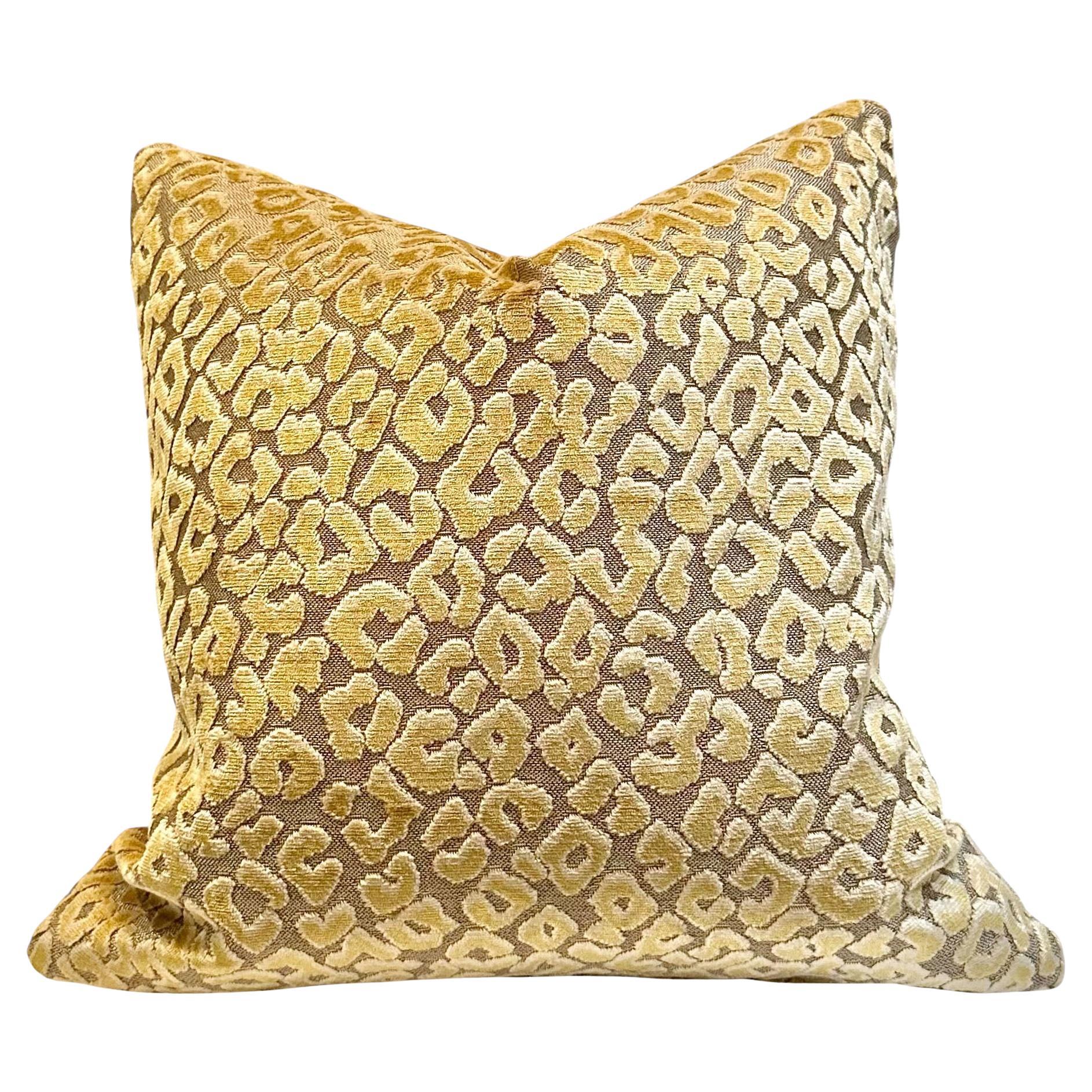 Vintage Cut Velvet Leopard Print Pillow