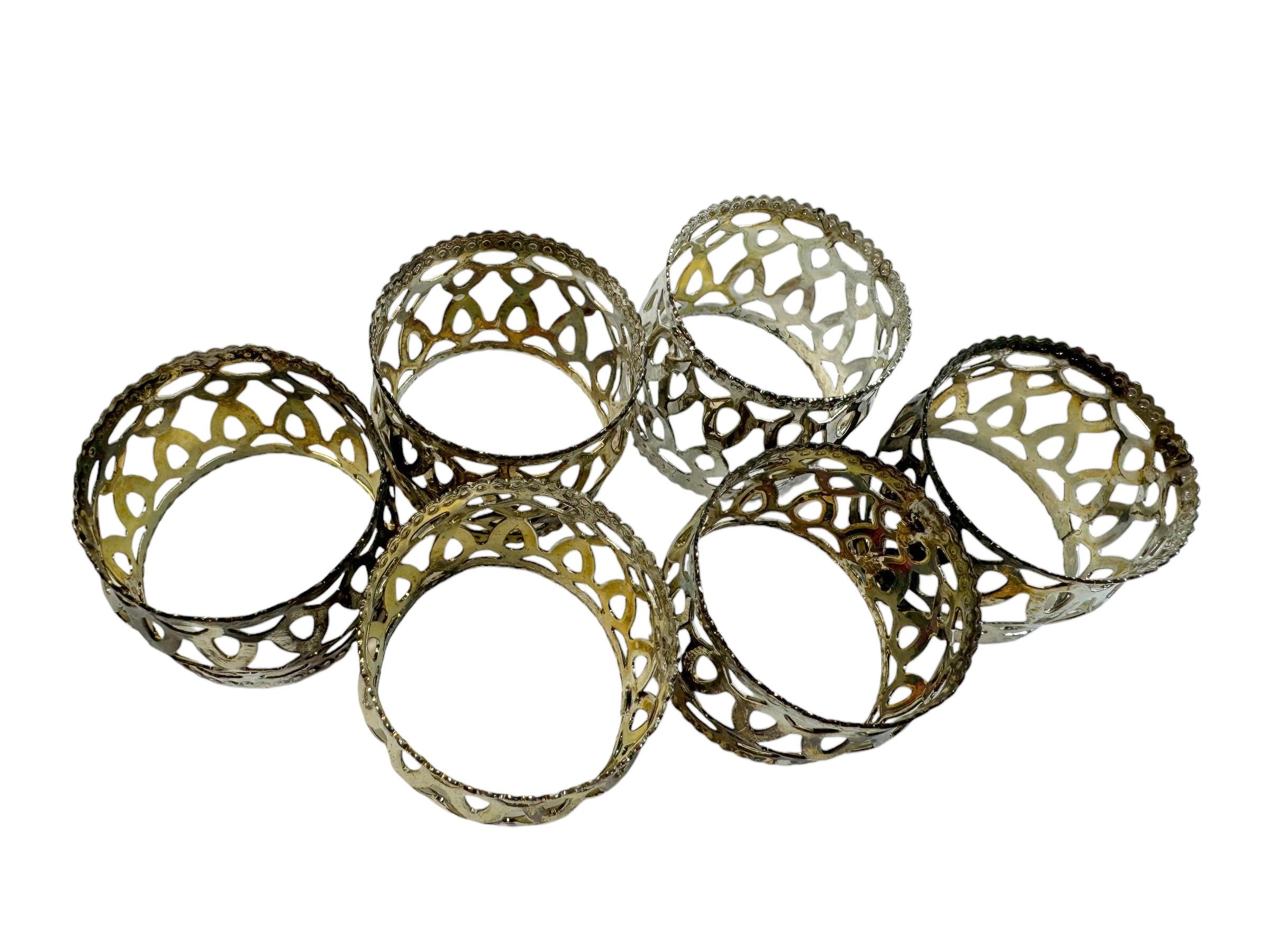 Plated Vintage Cute Mid-Century Modern Napkin Rings Set of Six, German, 1970s For Sale
